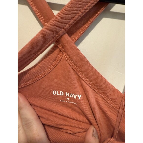 Old Navy Amber Glow Sleeveless Ribbed Halter Tank Shelf Bra XS - Picture 3 of 4